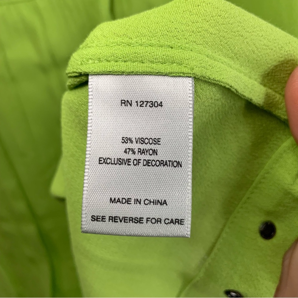 NWT John Mark Lime Green Embroidered Short Sleeve Boho Tunic Top, Size L - Picture 5 of 13